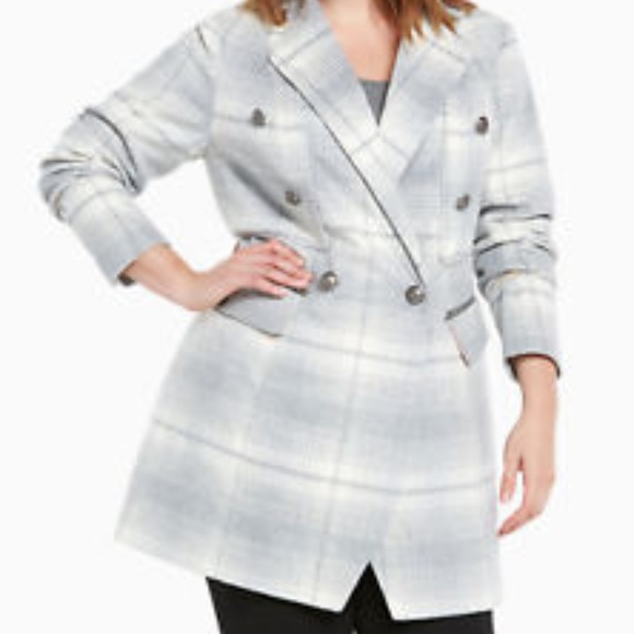 torrid Jackets & Blazers - Torrid plaid midi wool blend coat 2X EUC
